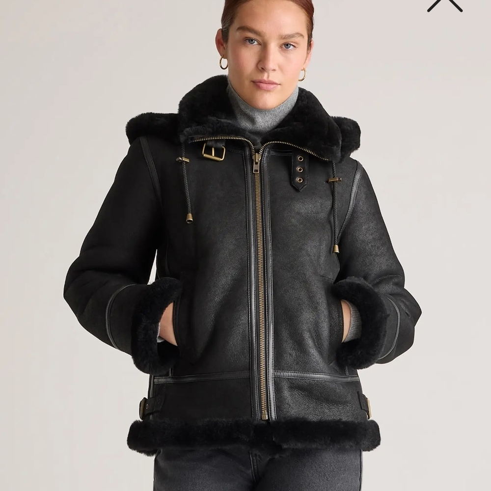 Quince 100% Shearling Bomber Jacket XS (Fits Like S)